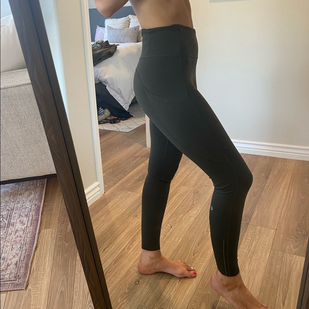 Olive green Leggings with pockets